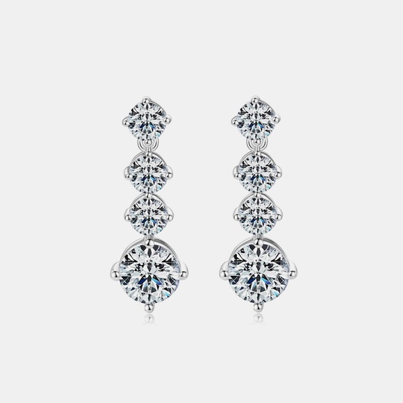 Moissanite 925 Sterling Silver Four-Leaf Clover Shape Earrings main image 1